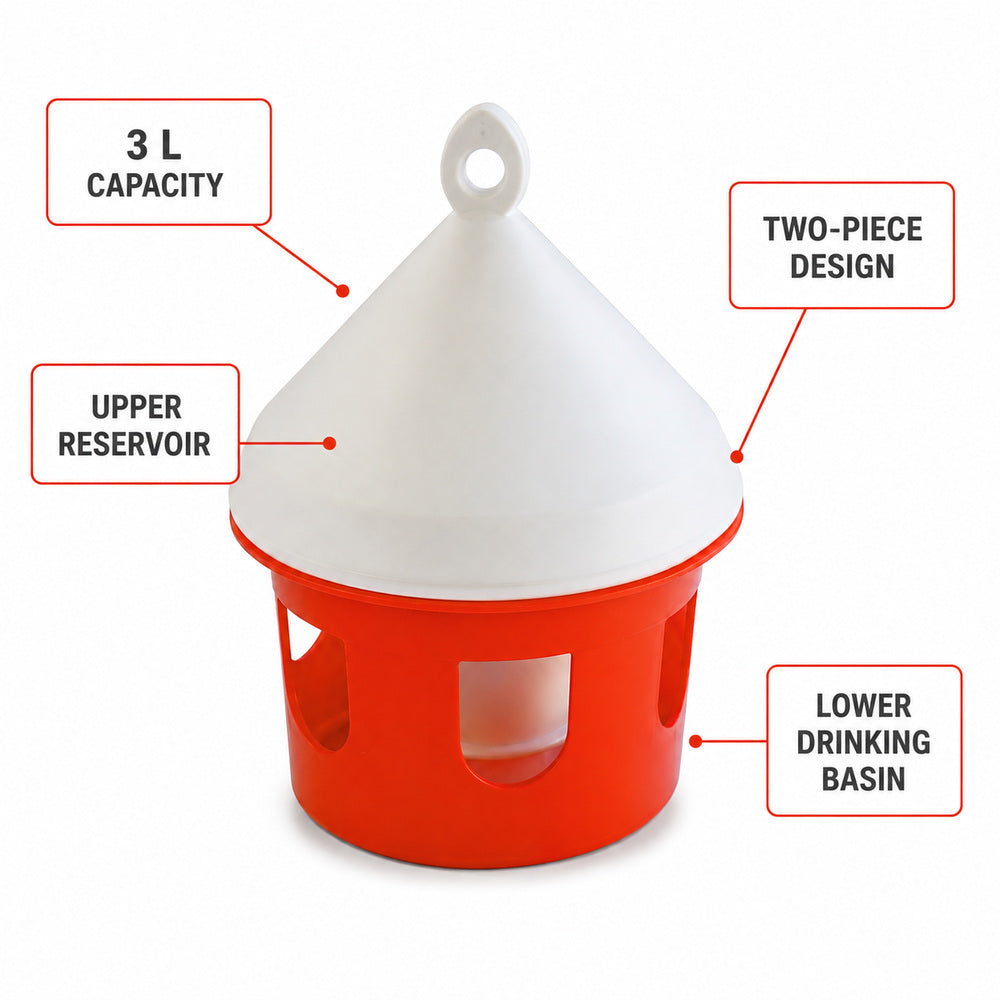 Novital 3 Liter Drinker for Pigeons and other similar Birds (Made in Italy)