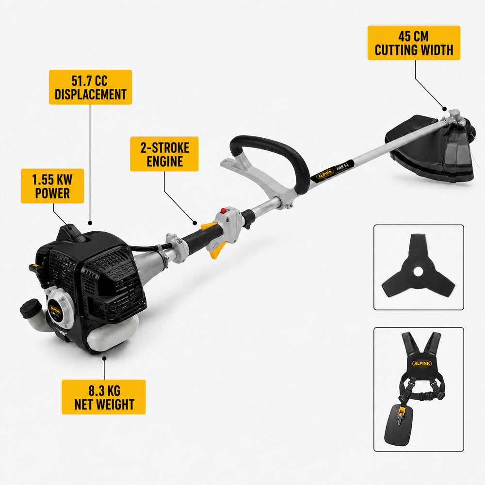 Alpina Italy Petrol Brush Cutter ABR 52 with 51.7cc Petrol Engine