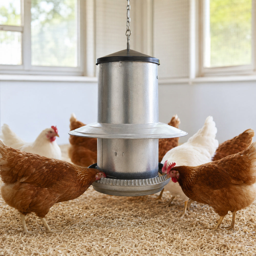 Venturi Galvanized Hopper Feeder with Cover 18kg Capacity