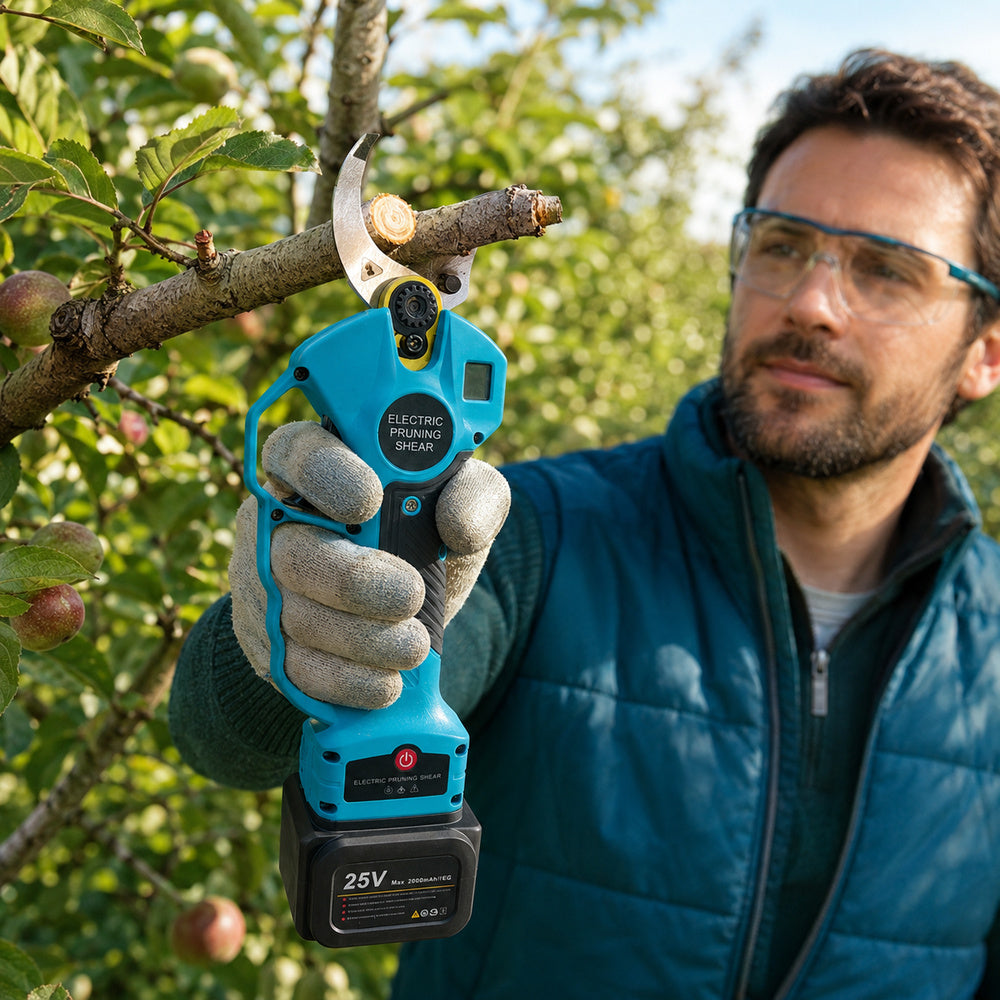 Professional 40mm Electric Pruning Shears Scissor Sharp Blade Rechargeable Battery Safe Tree Branch Pruner Cutter Cordless Cutting Tool