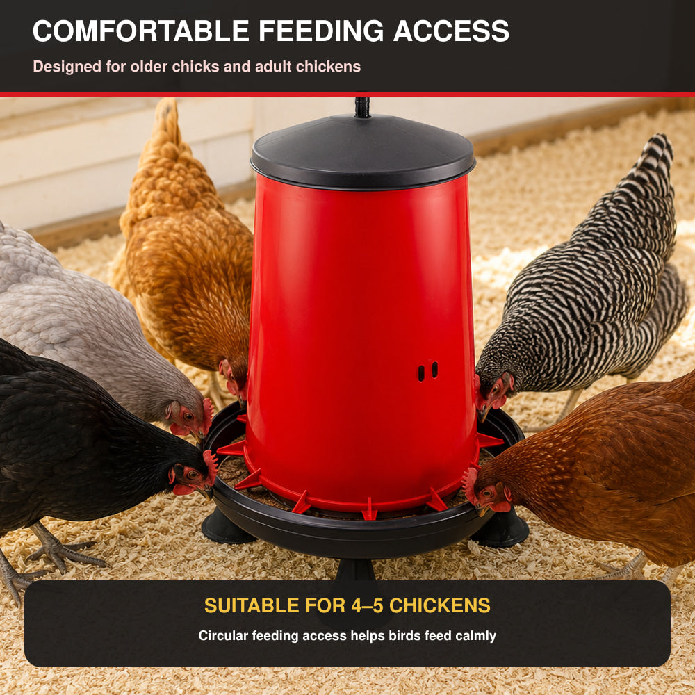 River Hopper Feeder with Lid 9 Ltr, Adjustable, Red And Black, High Quality, (Made in Italy)