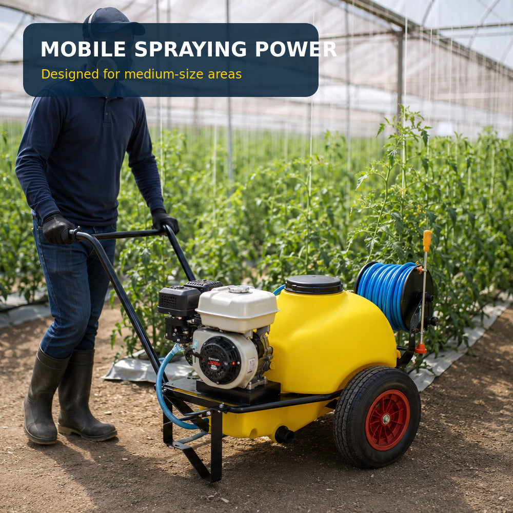 Volpi Wheel Barrow Sprayer 120L Tank Capacity, 50M Hose, Honda Engine