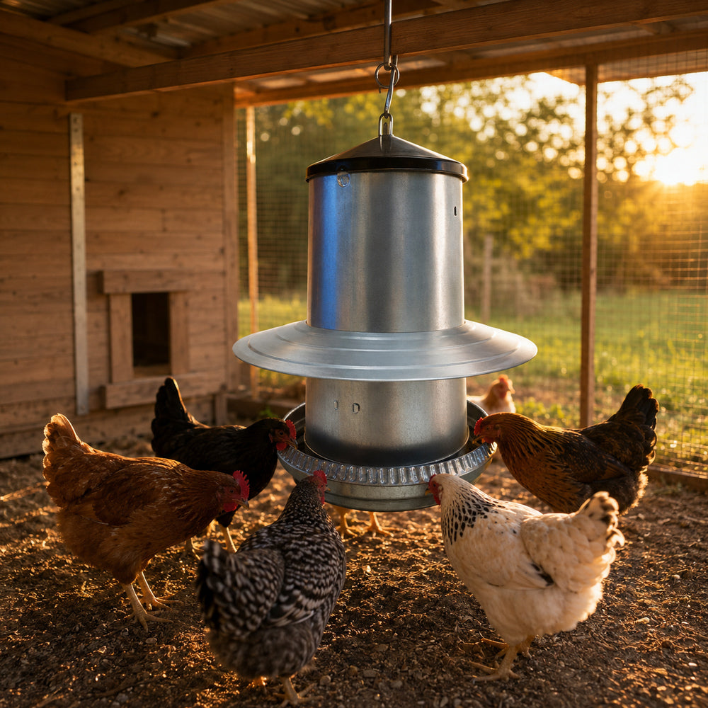 Venturi Galvanized Hopper Feeder with Cover 18kg Capacity
