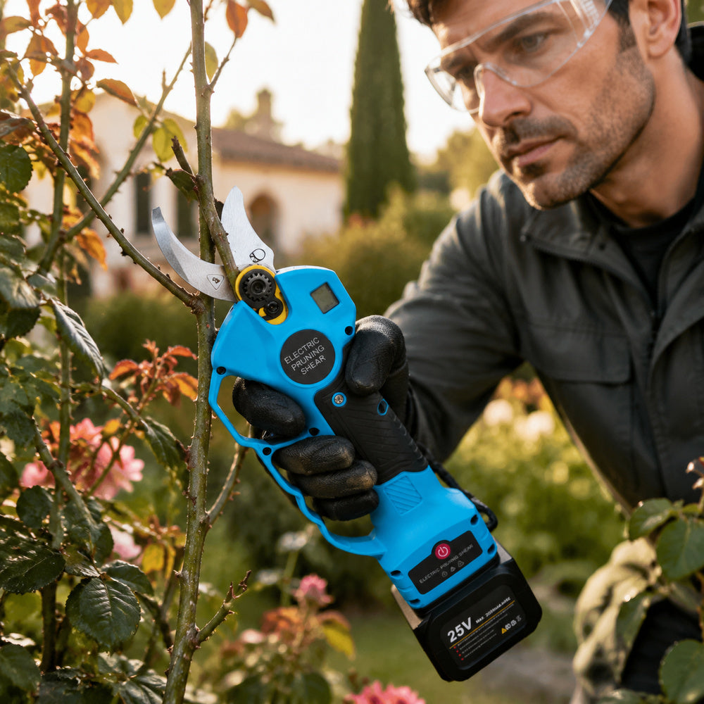 Professional 40mm Electric Pruning Shears Scissor Sharp Blade Rechargeable Battery Safe Tree Branch Pruner Cutter Cordless Cutting Tool