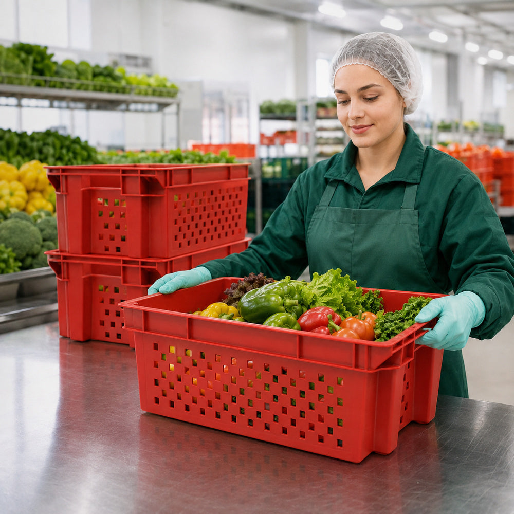 Food Grade Crate for Dates, Fruit and Vegetables (Red)
