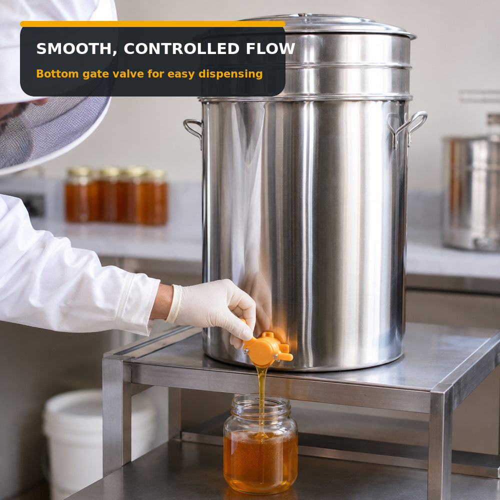 Beehive Flow-Honey 50L Tank/Steel Bucket With Gate Valve And 4 Strainer