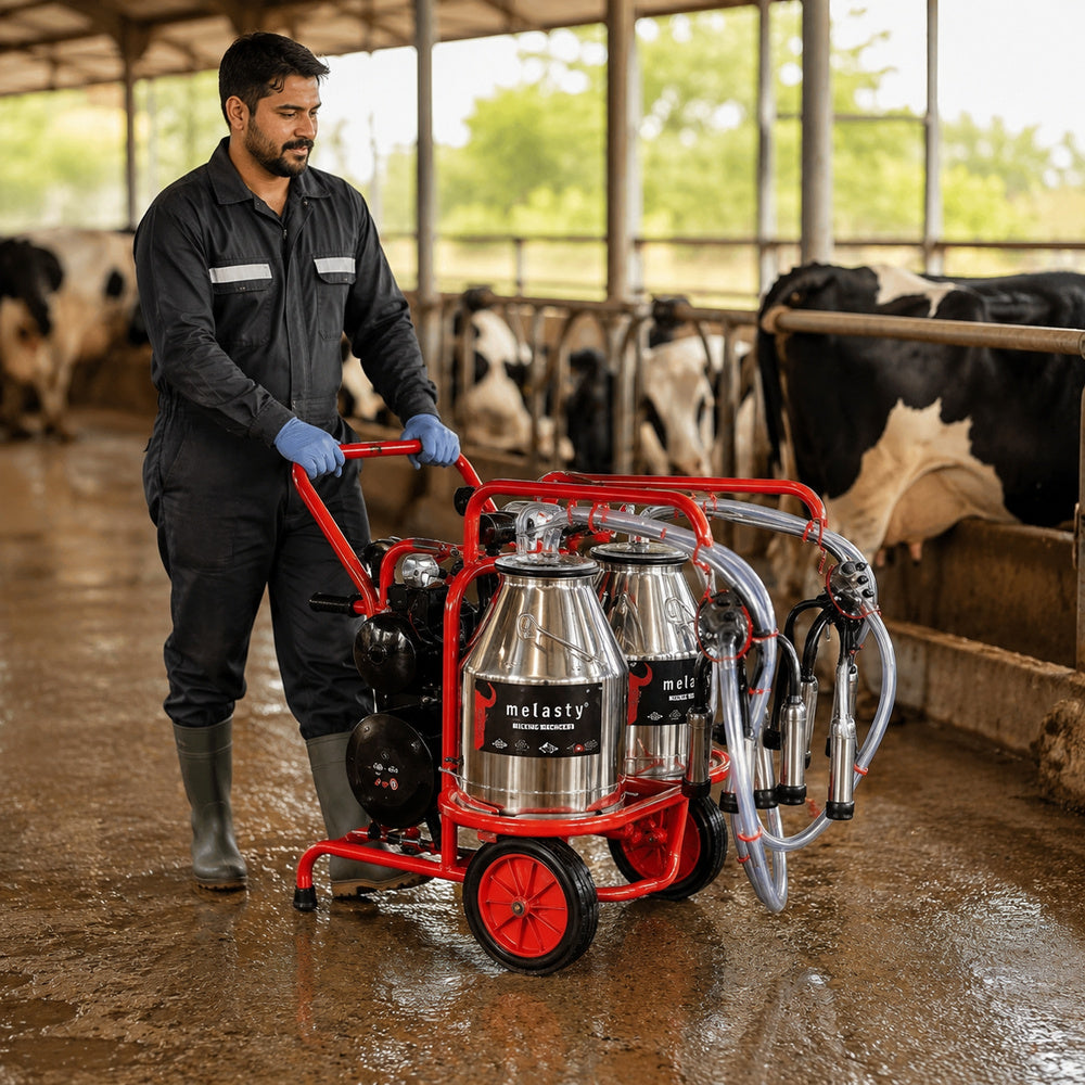 Melasty Double Milking Machine for Cow (Twin Bucket)