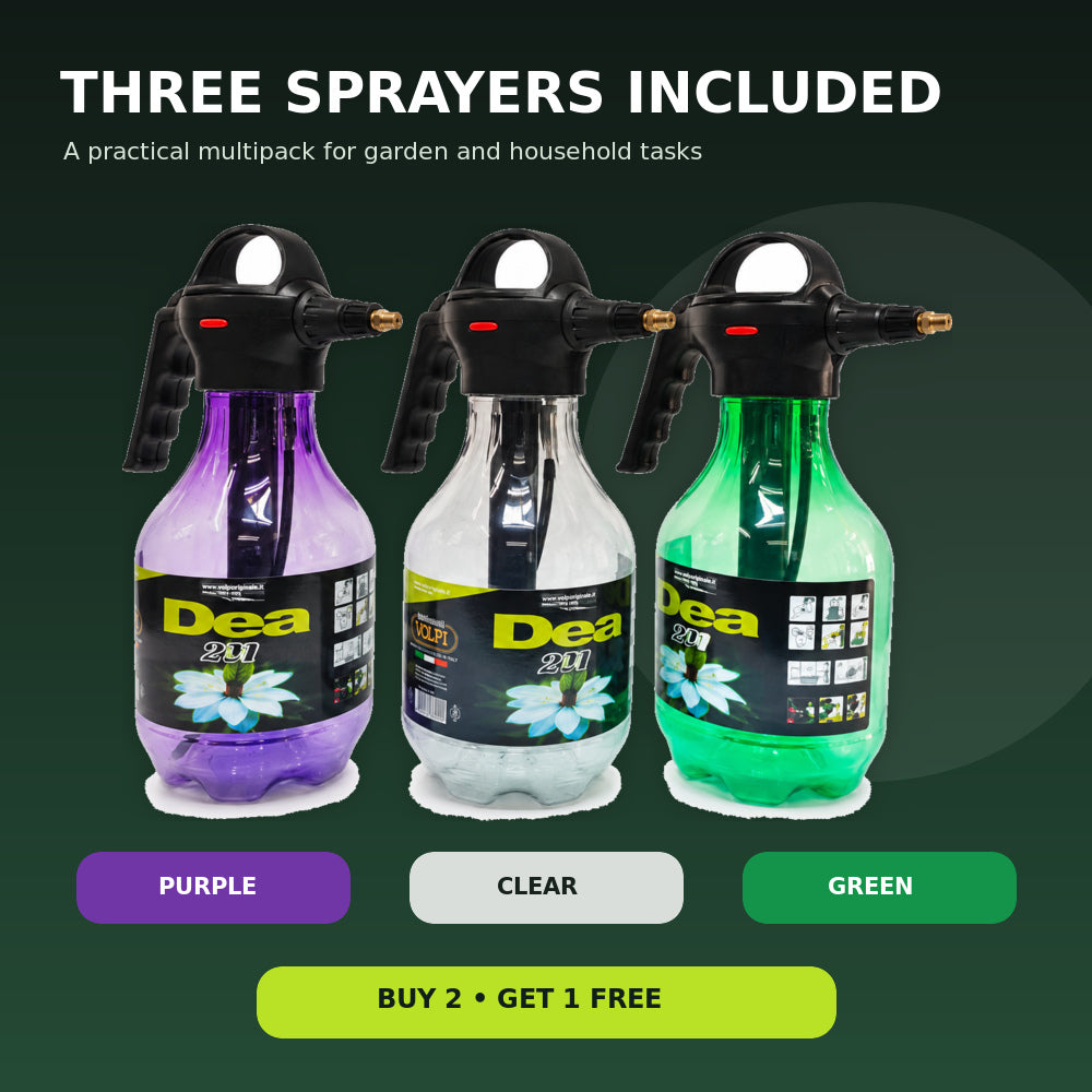Volpi 2L Hand Pressure Water Sprayer with Adjustable Pressure Nozzle - Buy 2 Get 1 FREE