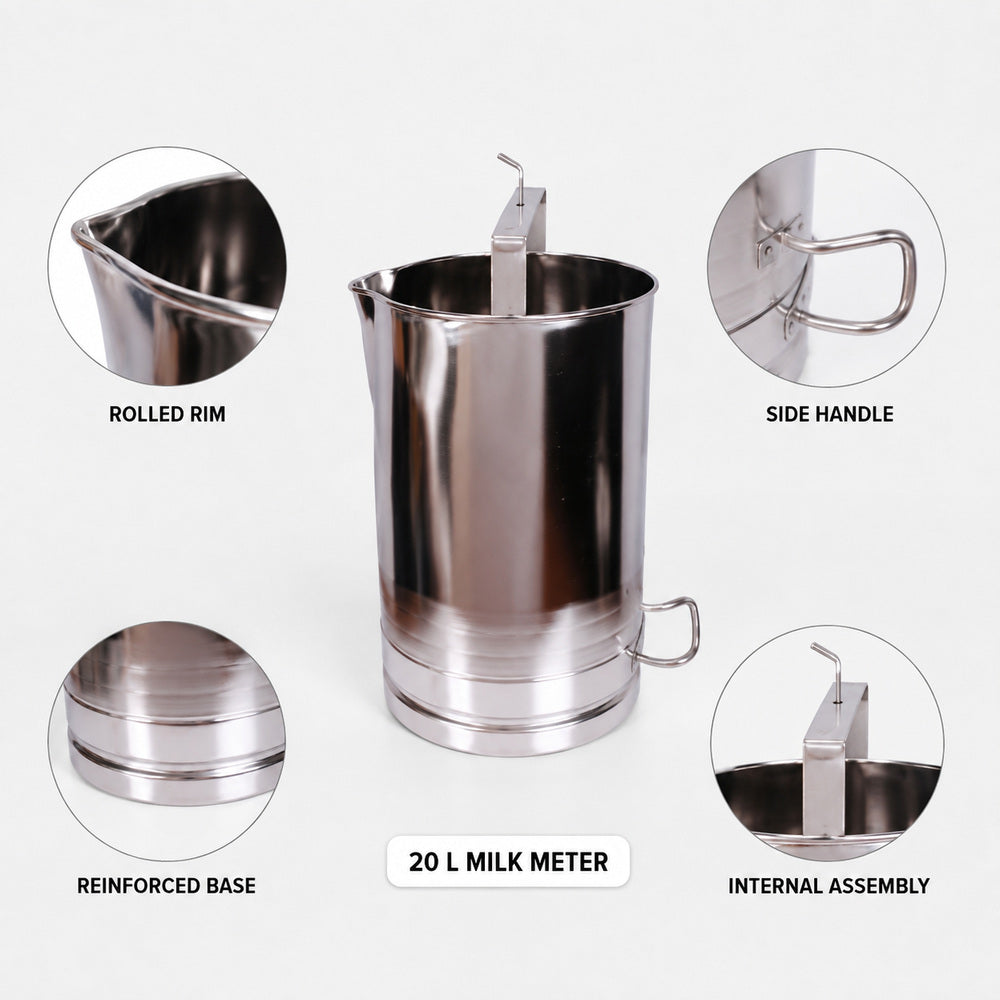 Melasty Stainless Steel Milk Meter 20 Liter Capacity