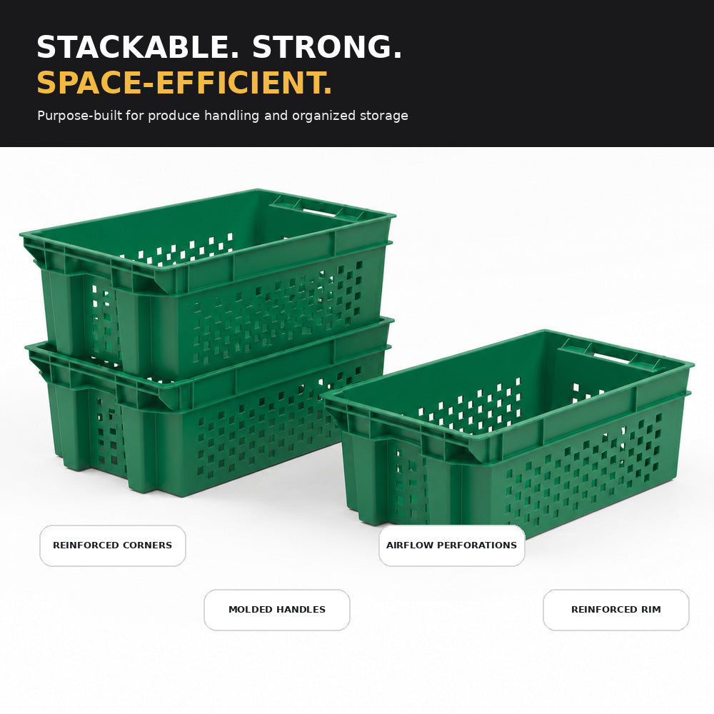 Food Grade Crate for Dates, Fruit and Vegetables (Green)