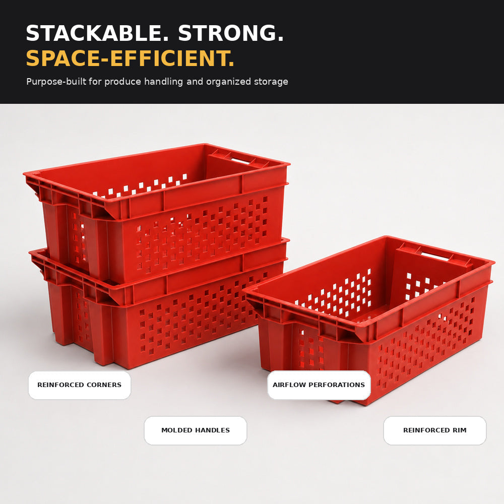 Food Grade Crate for Dates, Fruit and Vegetables (Red)
