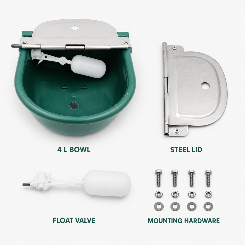 Drinking Bowl 4 Liter Capacity with Stainless Steel Lid and Plastic Bowl