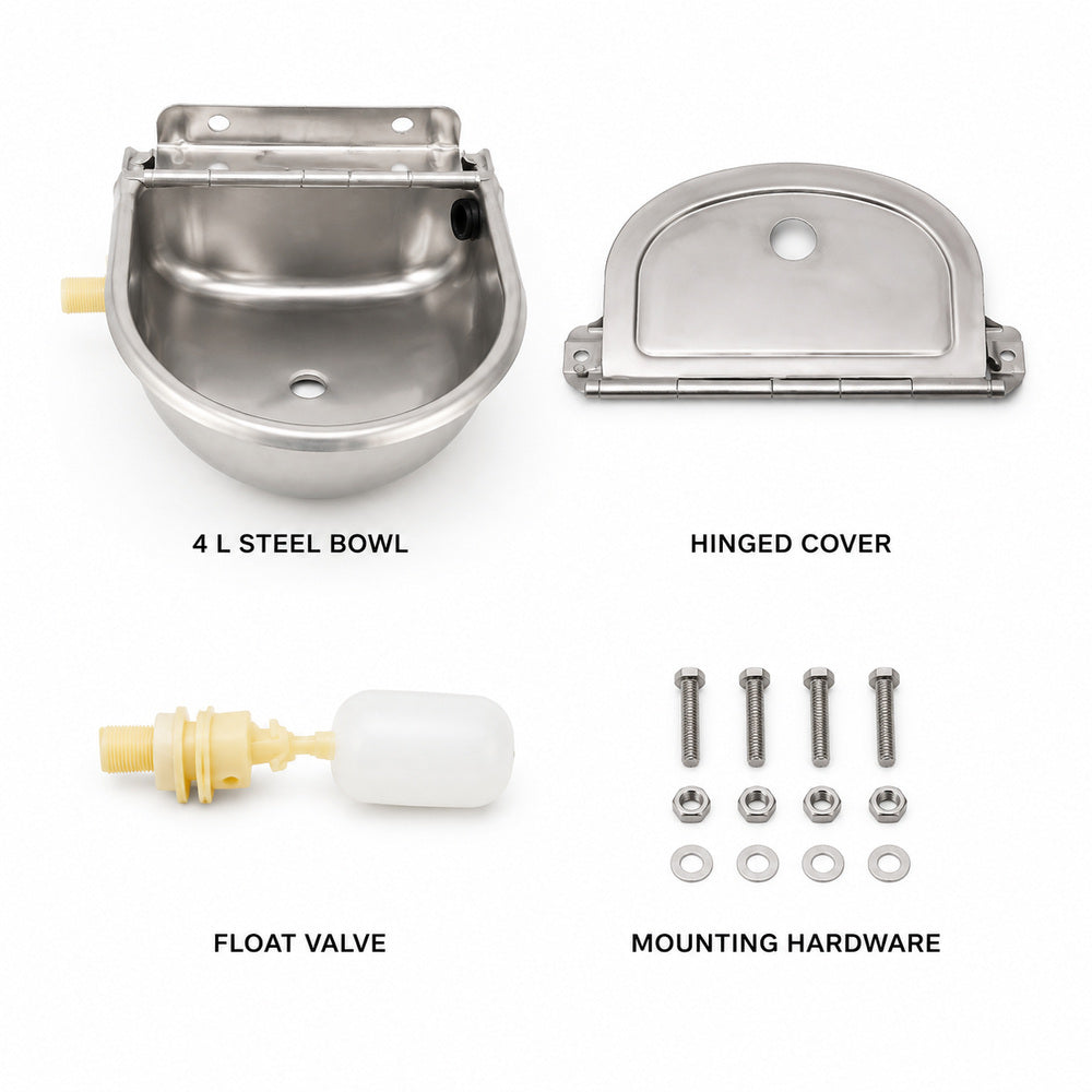 Stainless Steel Drinker Bowl 4 Liter Capacity