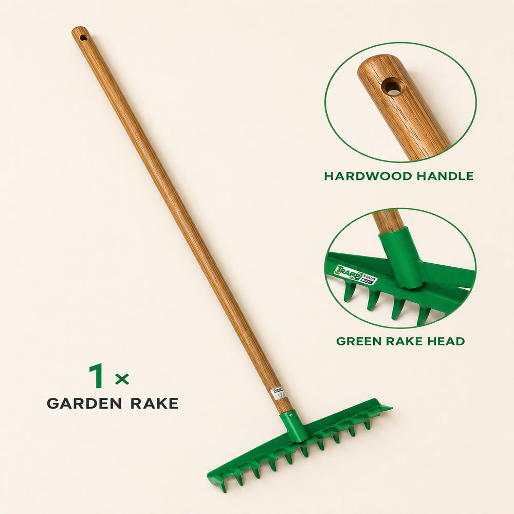 Trapp Brazil Garden Rake With Wooden Handle - FJ 1012 (Green)