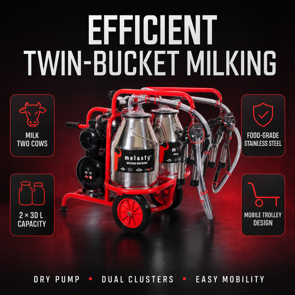 Melasty Double Milking Machine for Cow (Twin Bucket)