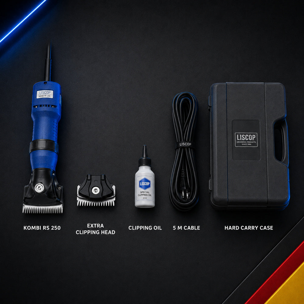 Liscop 250W ماكينة قص كهربائية للأغنام والحصان والماشية مع رأس قص إضافي ، Kombi RS 250 +107 (صنع في ألمانيا)