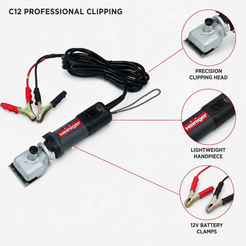Heiniger C12 Trimmer / Clipper for Cattle / Horse Battery 12V (Made in Switzerland)