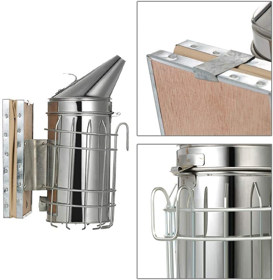 Beehive Beekeeping Smoker Stainless Steel Equipment Hive Box Tool for Bees, Manual Smoke Maker with hanging hook