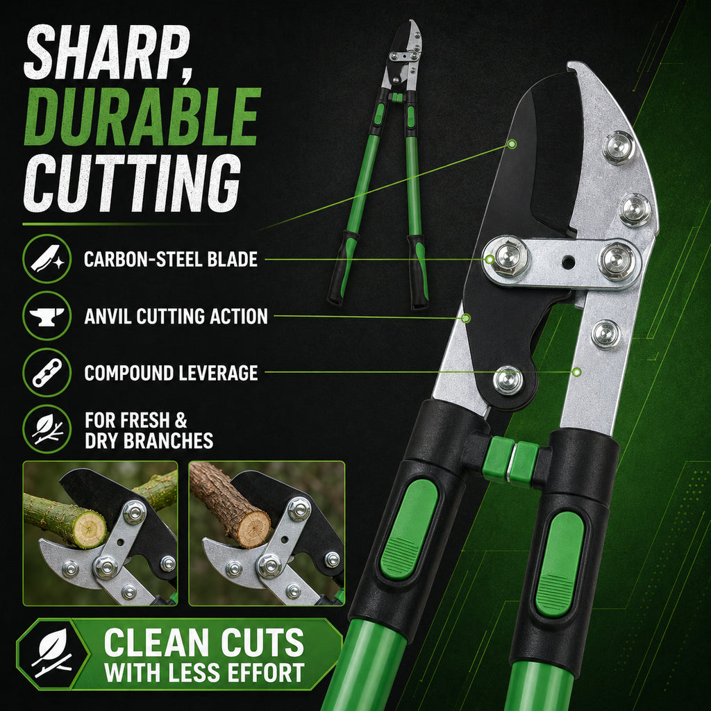 Trapp Brazil Professional Heavy Duty Razor sharp Carbon Steel Blade Anvil Lopper with 66cm Telescopic Handle (TS-40836)