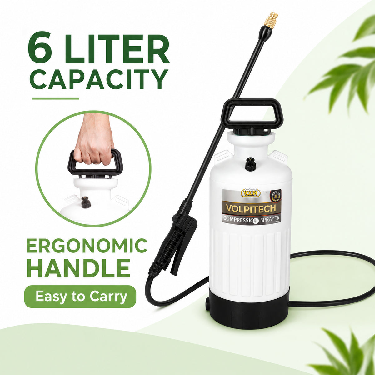Volpi 6 Liter Heavy Duty Lawn and Garden Compression Sprayer With Lance (VT6)