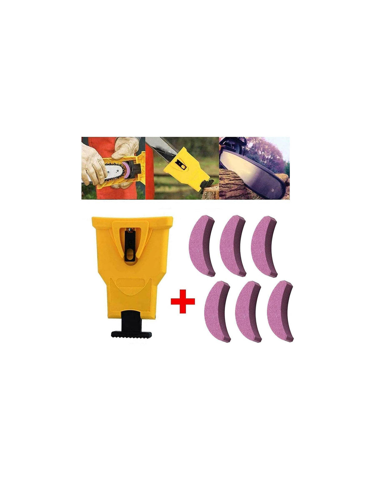 Chainsaw Sharpener, Universal Chain Saw Blade Sharpener Fit for 2-Hole 14/16/18/20 Inch Chainsaw Teeth Sharpener with Total 6 Whetstones