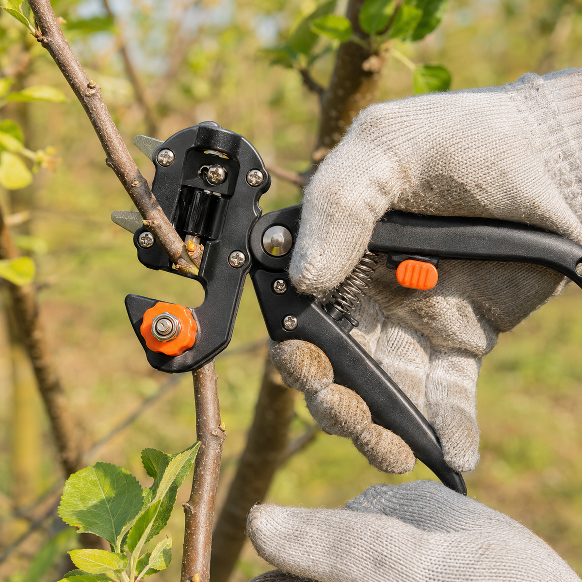 Grafting Shear Fruit Tree Garden Grafting Tool Hand-held Gardening Graft Shears with Three Types of Blades (Black)