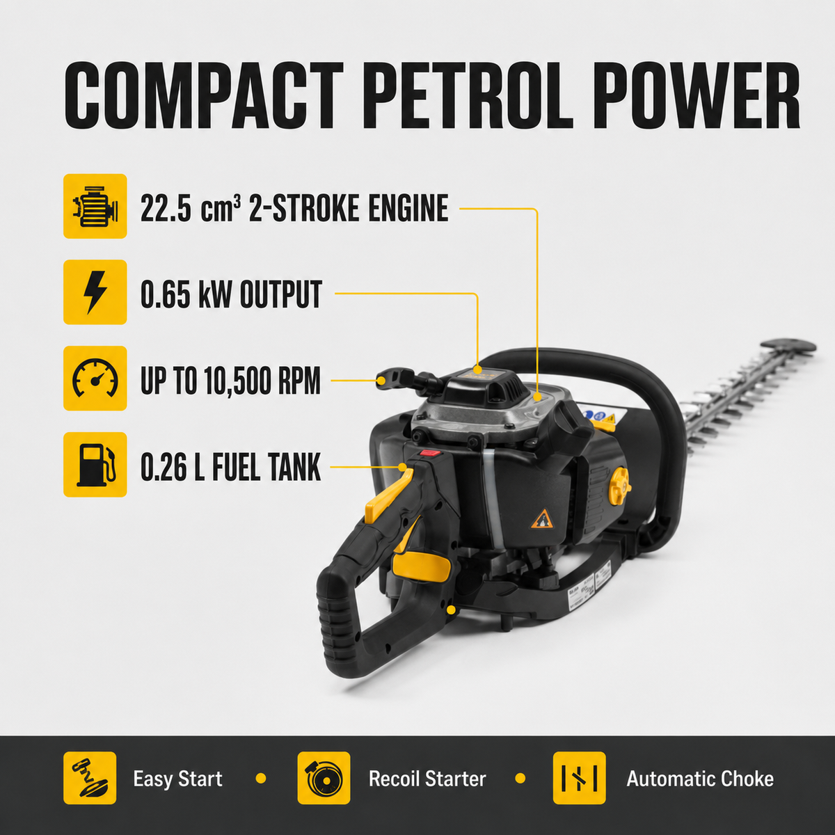 Alpina Italy Petrol Operated Hedge Trimmer with 70cm Dual-Action Blade, AHT 555