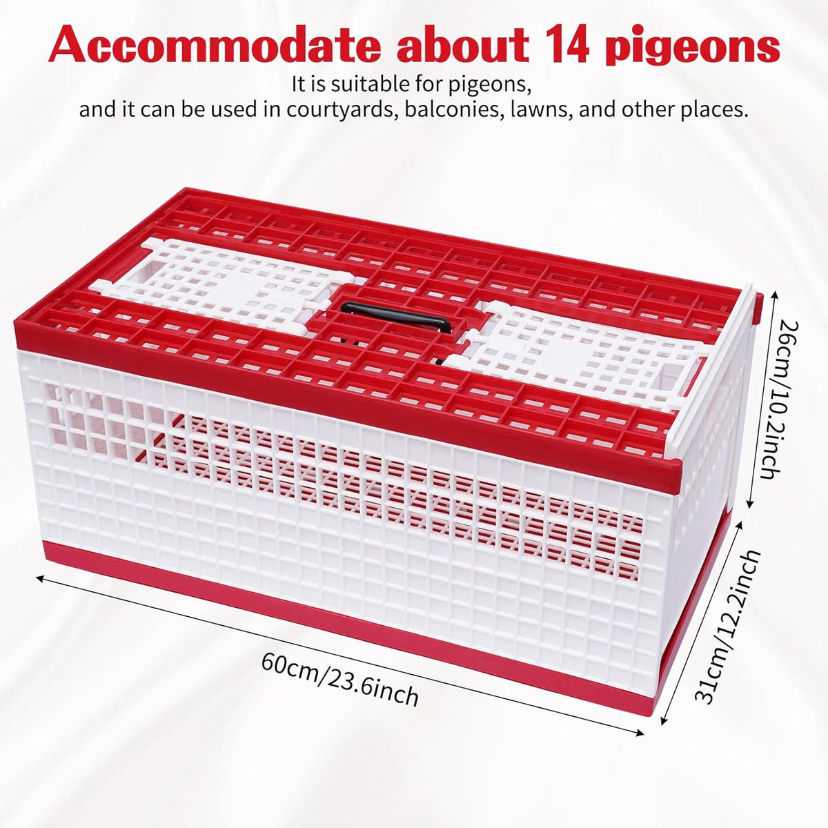Bird Cage for Pigeon & Similar Birds (60 x 31 x 26 cm – Red & White)