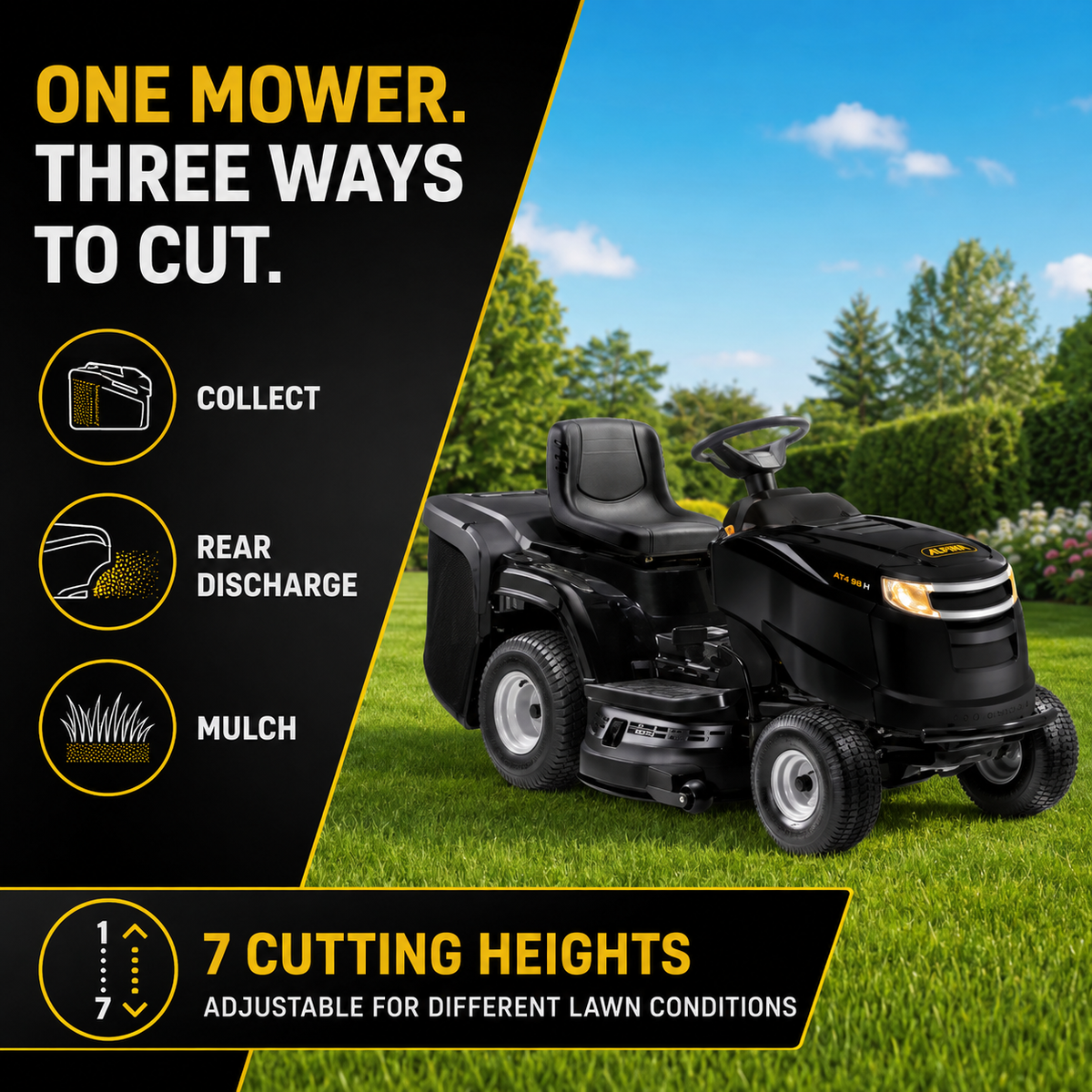 Alpina Lawn Tractor 500cc Briggs & Stratton Engine, 98 cm Cutting Deck (AT4 98 H)