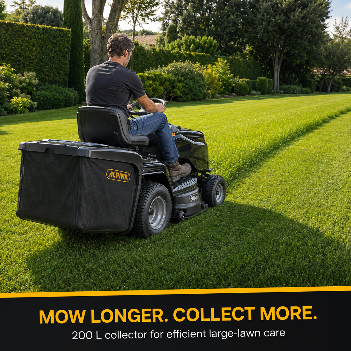 Alpina Lawn Tractor 500cc Briggs & Stratton Engine, 98 cm Cutting Deck (AT4 98 H)