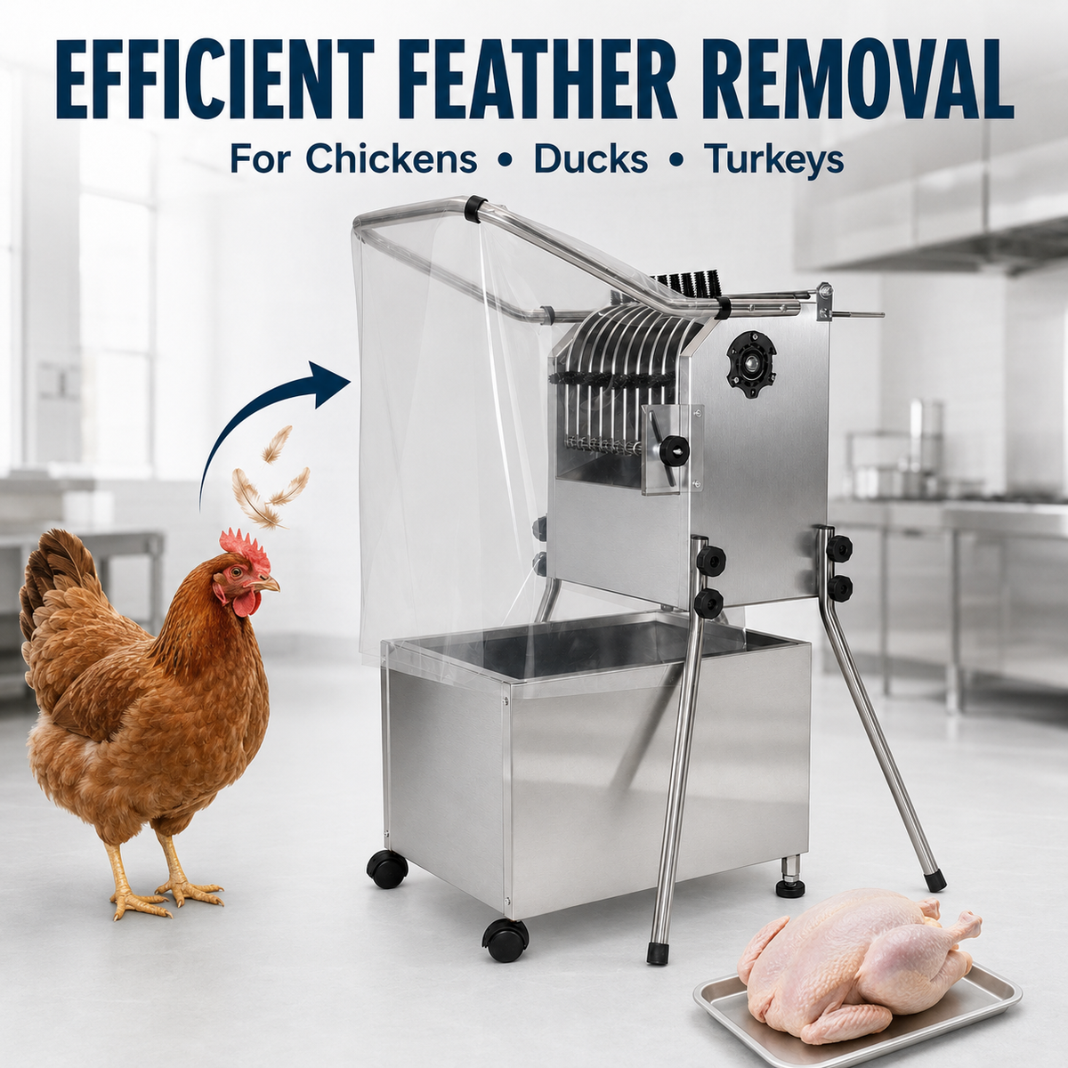 De-Feather Machine, Plucker Machine, Feather Removing Machine for Chicken & All Other Similar Birds (Made in Italy)