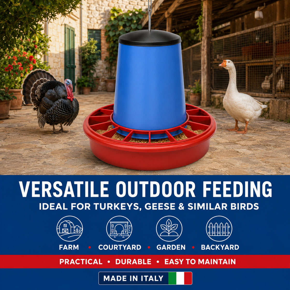 Giordano Feeder for Turkey, Goose and other Similar Birds (Made in ITALY)