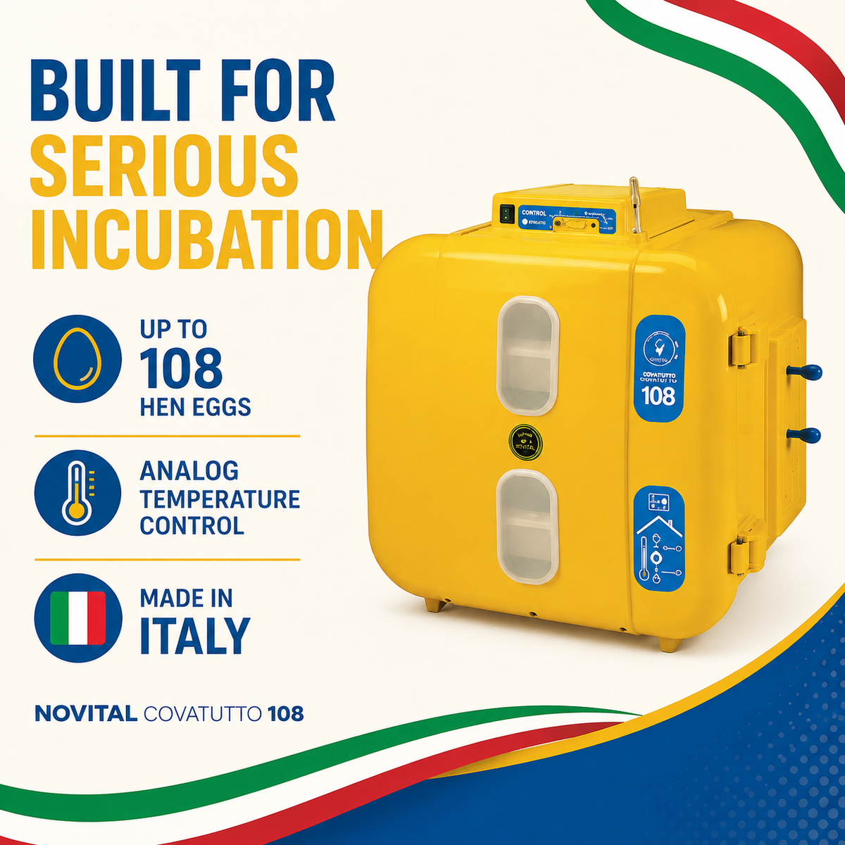 Novital 108 Eggs Analog Egg Incubator (Made in ITALY)