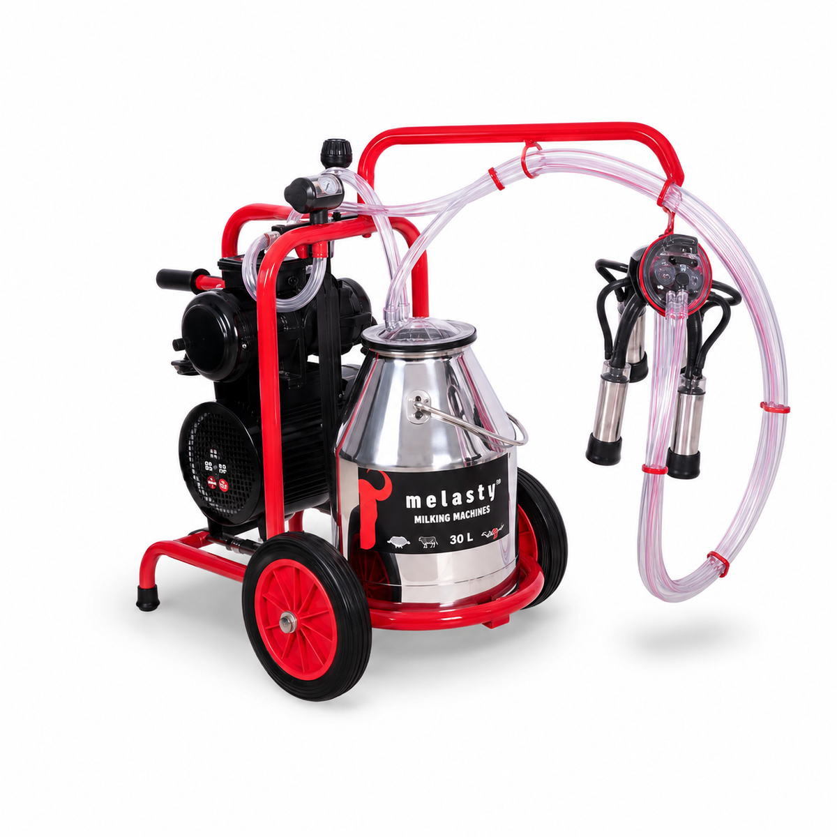 Melasty 30L Electric Single Milking Machine for Cow, Portable Stainless Steel Farm Milking Machine