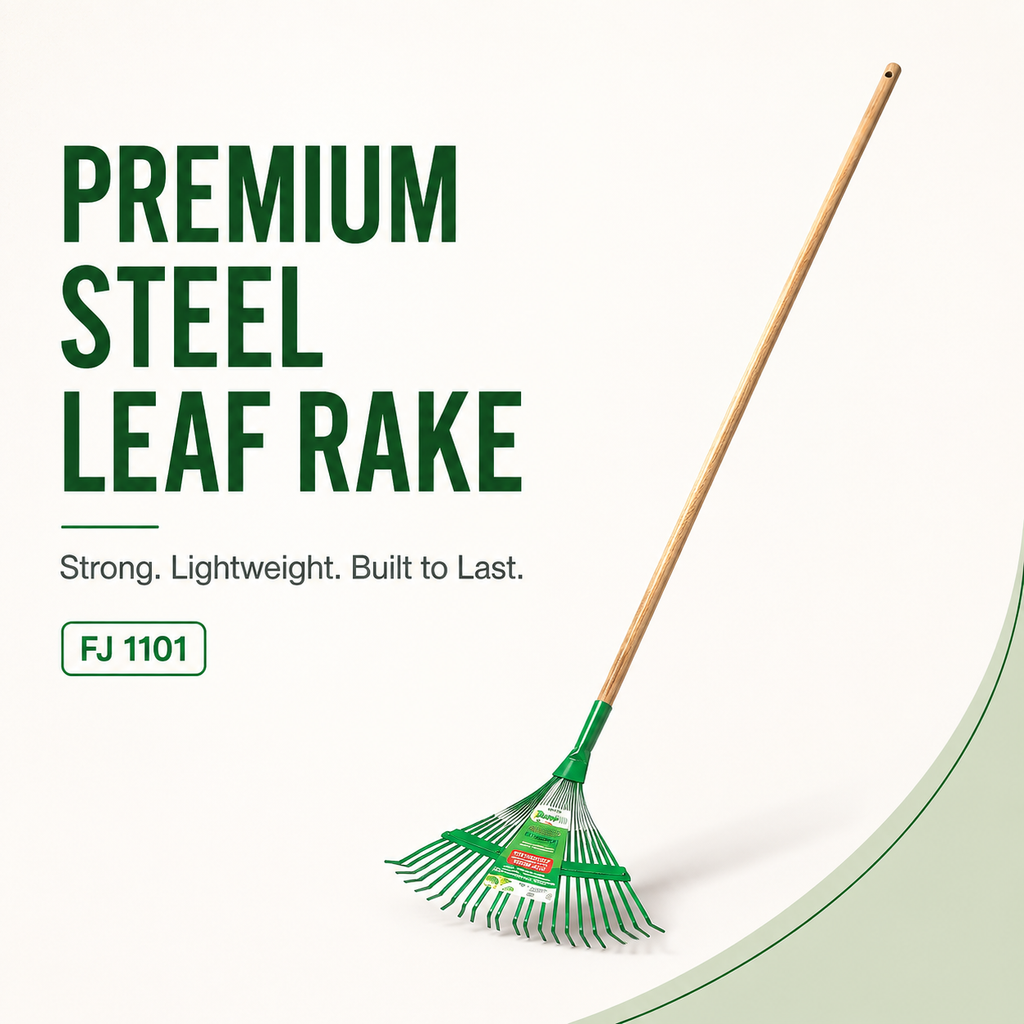 Trapp Brazil Premium Steel Rake with Wooden Handle, Leaf Rake, Garden Tool (FJ 1101)