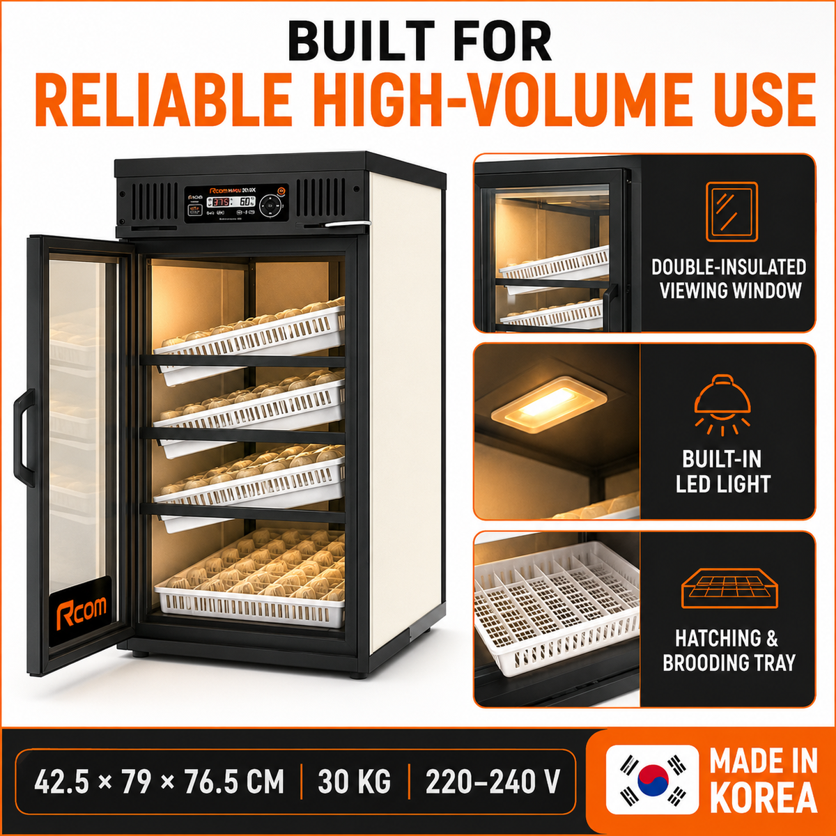 Rcom Egg Incubator 336 Eggs Full Automatic, Maru 380 Deluxe Max (Made in Korea)