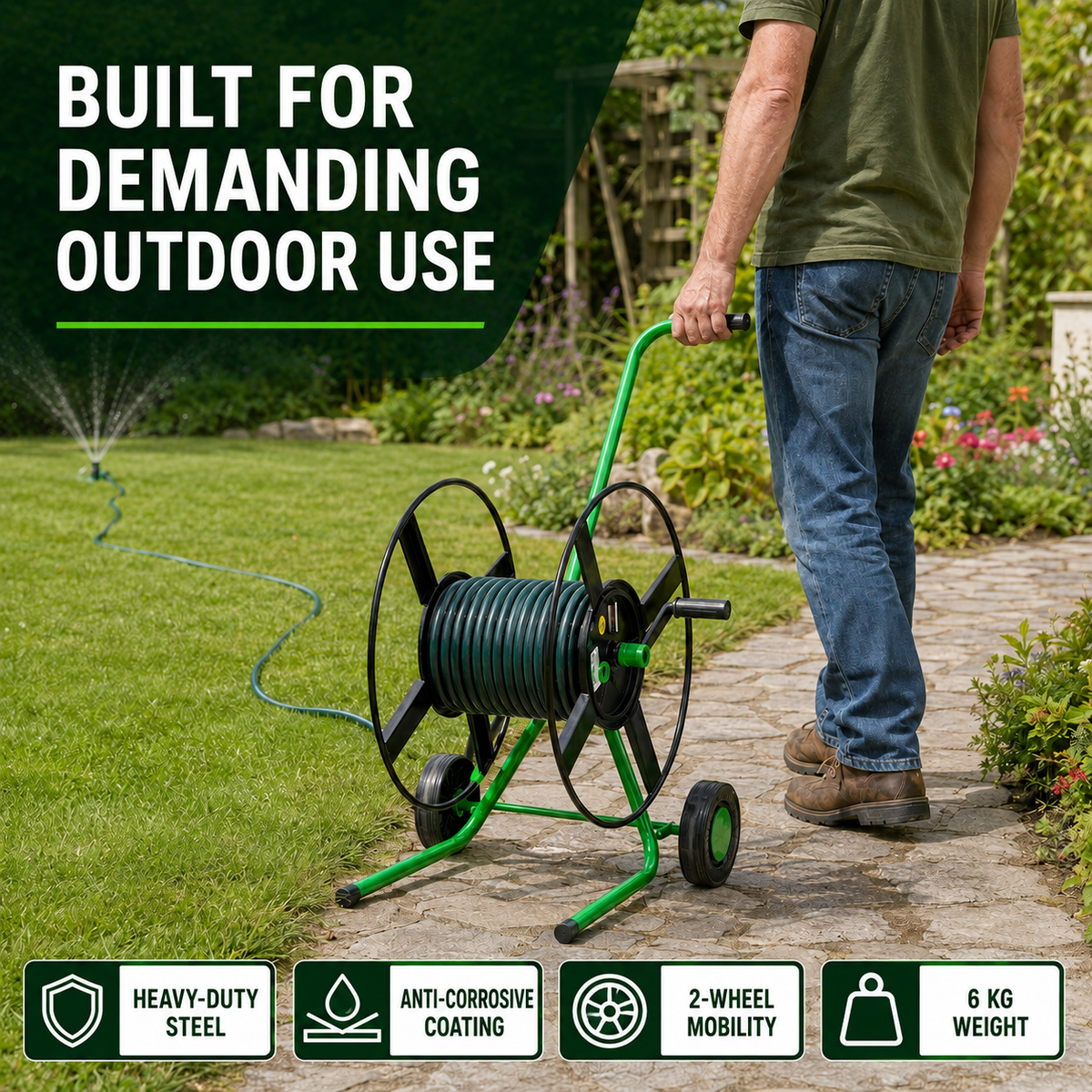 Trapp Hose Reel Trolley with 2-Wheel Watering Outdoor (EM-50)