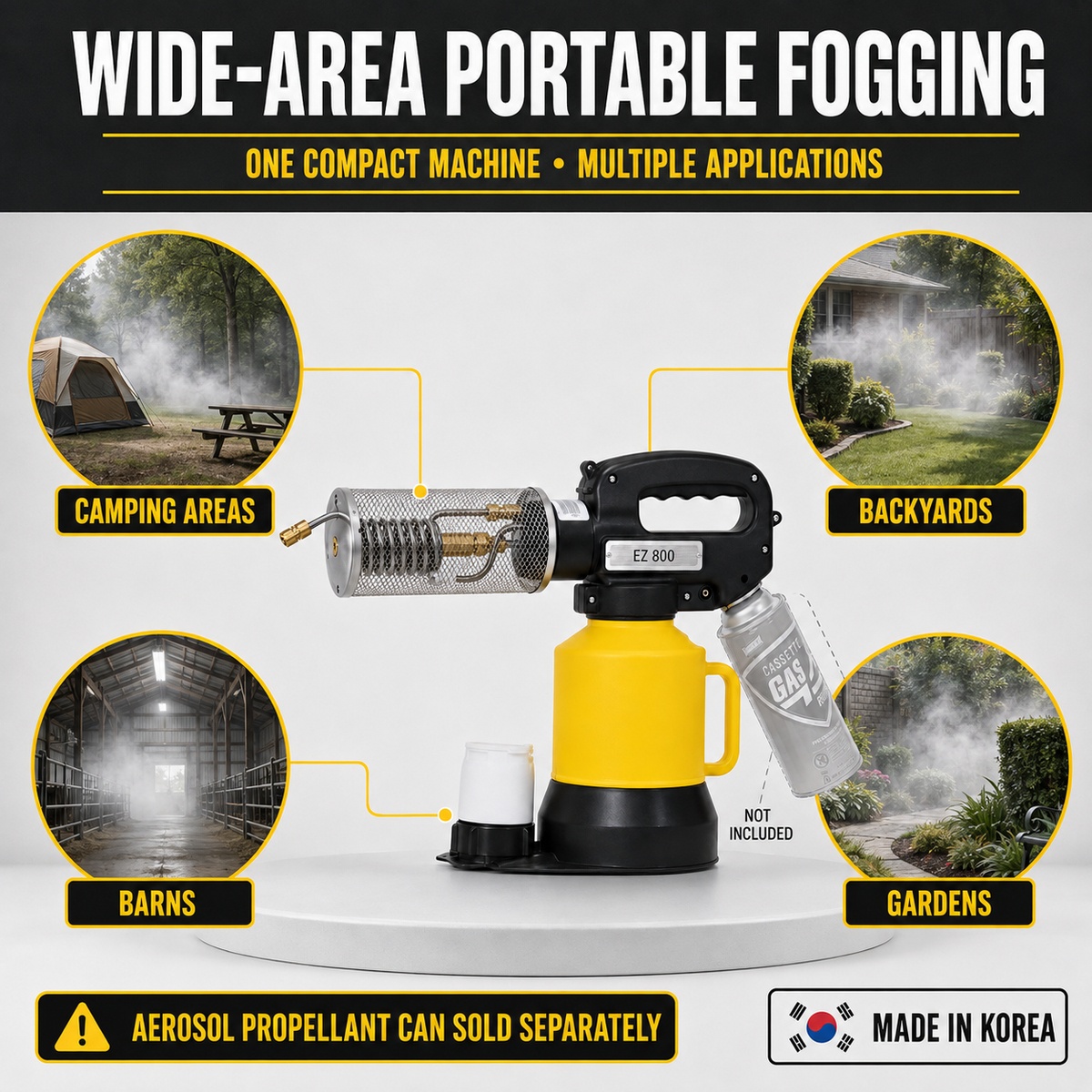 EZ 800 - ULV Portable Gas Thermal Fogging Machine for Disinfection, Sterilization, pesticide, antiviral and germicide use (Made in Korea)