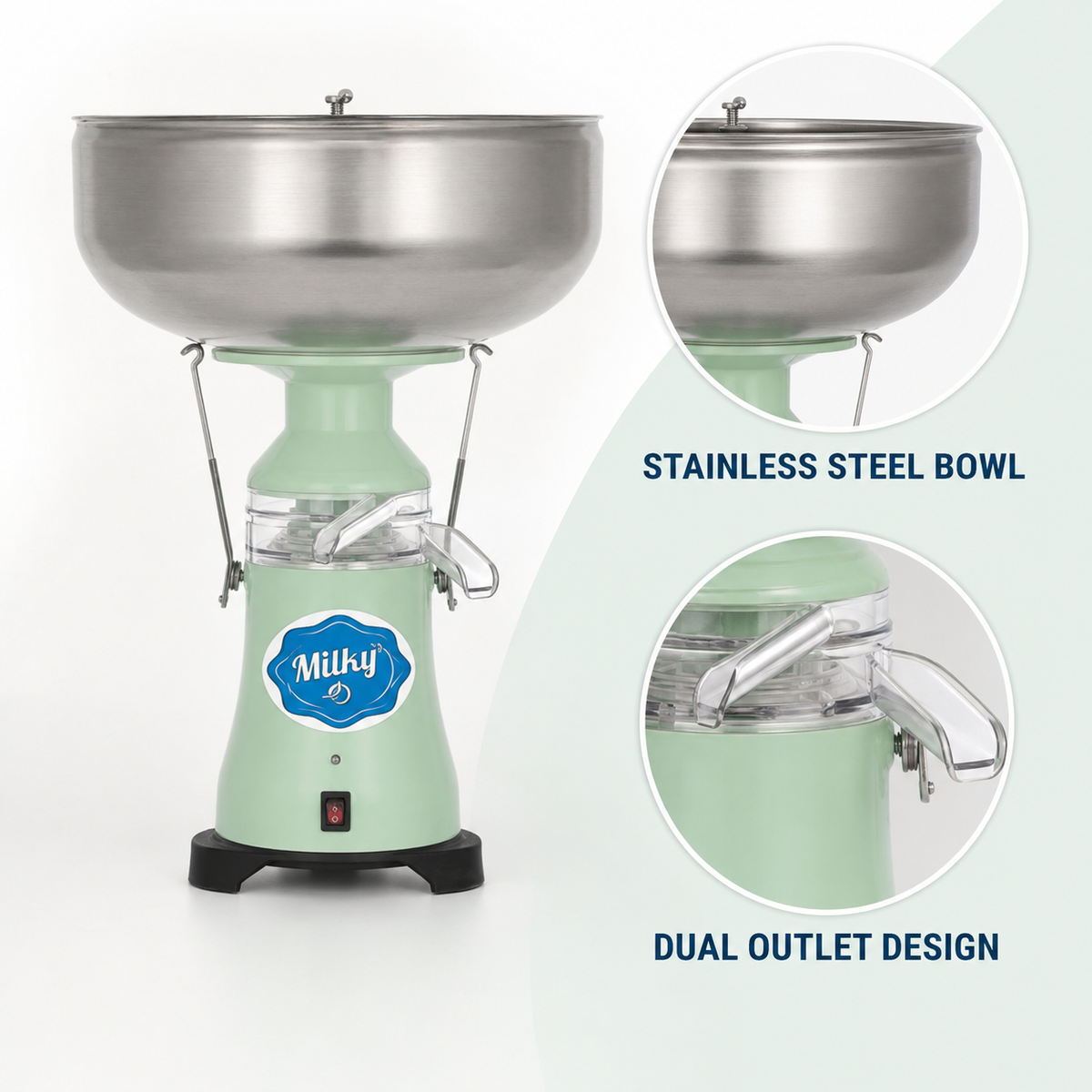 Milky Electric Milk Cream Separator with Stainless Steel Bowl (FJ 130 ERR)