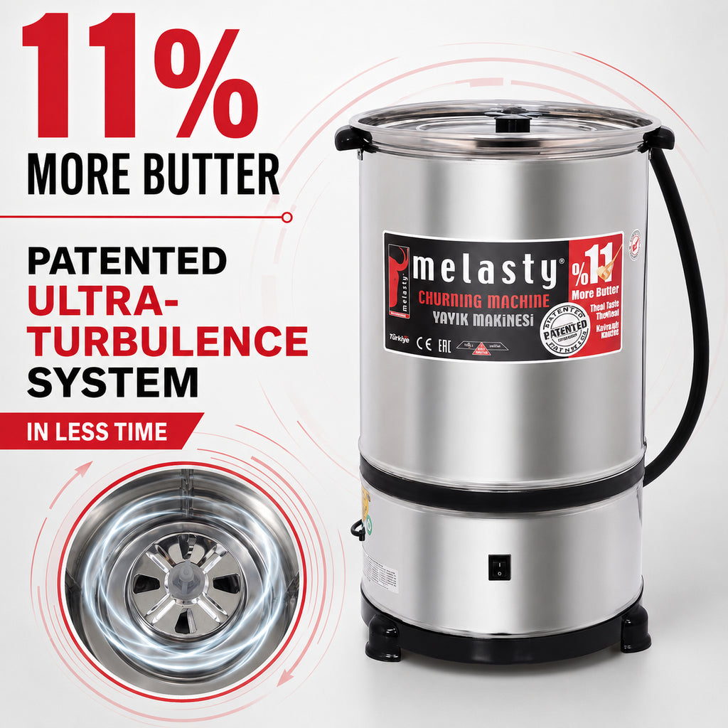 Melasty Stainless Steel Electric Butter Churning Machine, Butter Extraction Machine, 20 Litre Capacity (Made in Turkey)