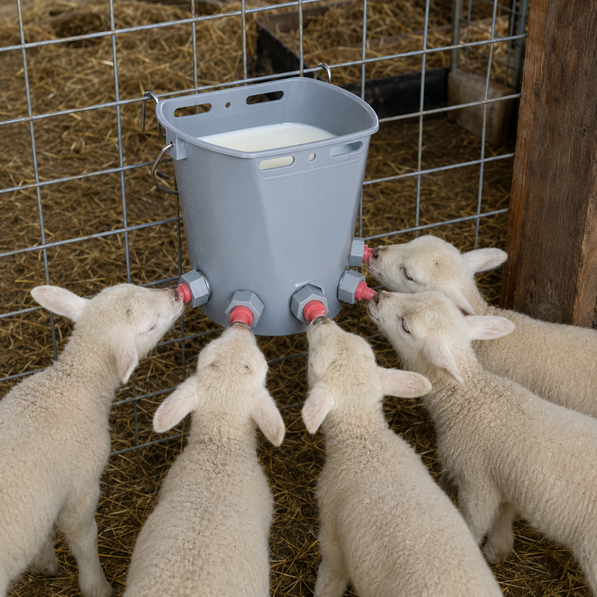 Melasty Sheep Milk Drinking Bucket with 3 Nipples, 8 liter Capacity (Made in Turkey)