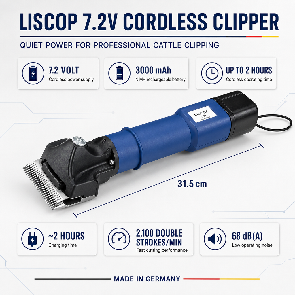Liscop 7.2V(2H) Rechargeable Electric Clipper for Cattle, Animal Shearing Clipper, Trimmer
