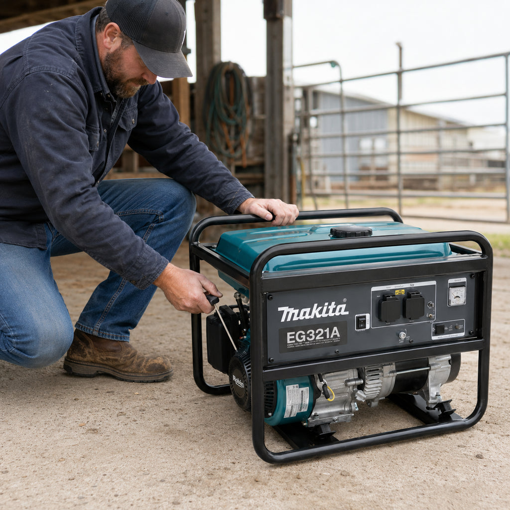 Makita Generator, 12.8 Litre, 230VAC, EX21D (211ml) Engine (EG321A)