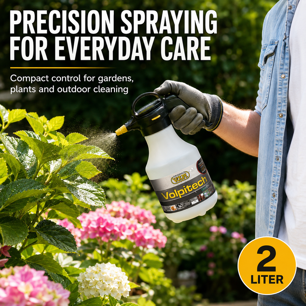 Volpi Heavy Duty 2 Liter Compress Sprayer with Adjustable Pressure Nozzle