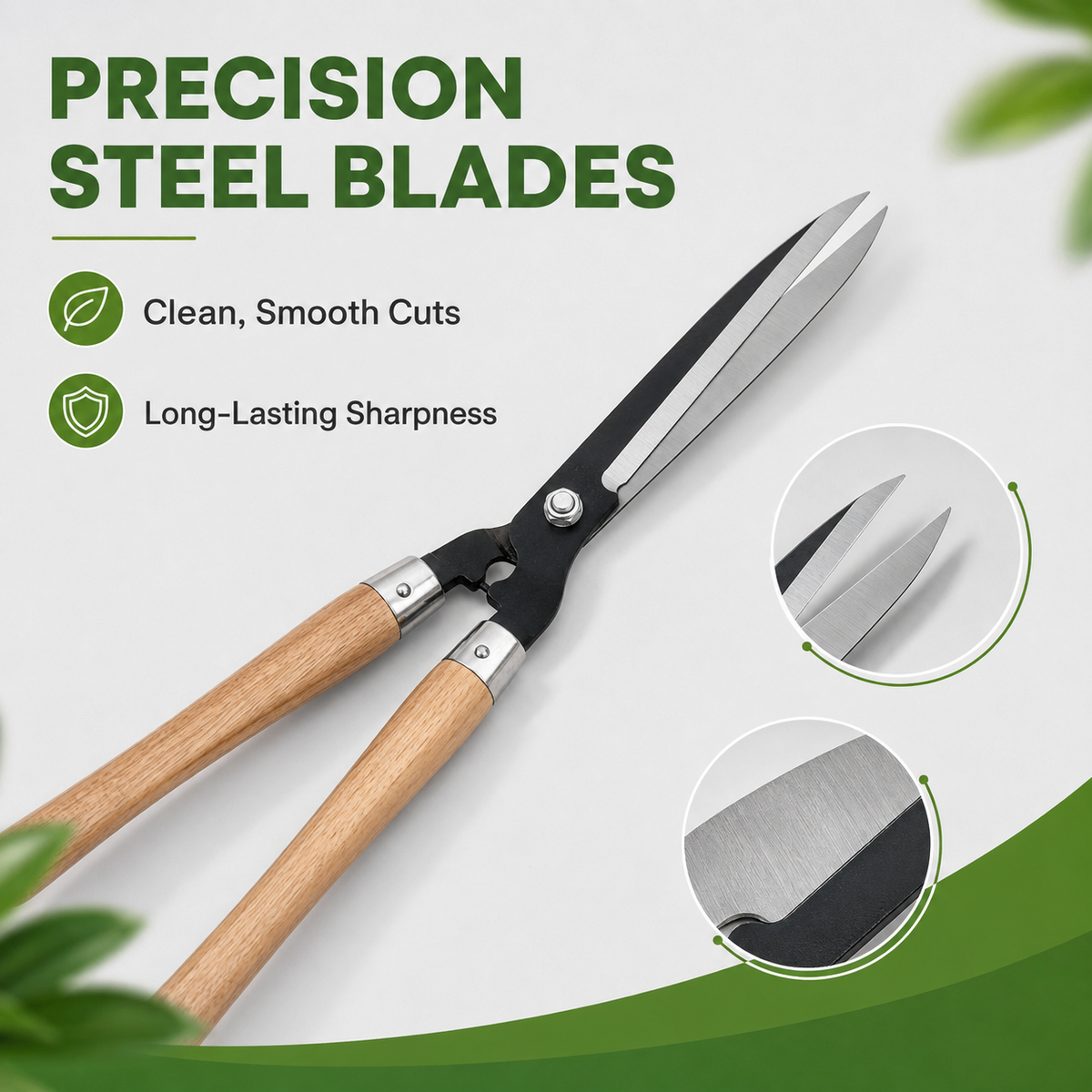 Betakut Pruning Scissors Hedge Shears Clippers with Long Wooden Handle