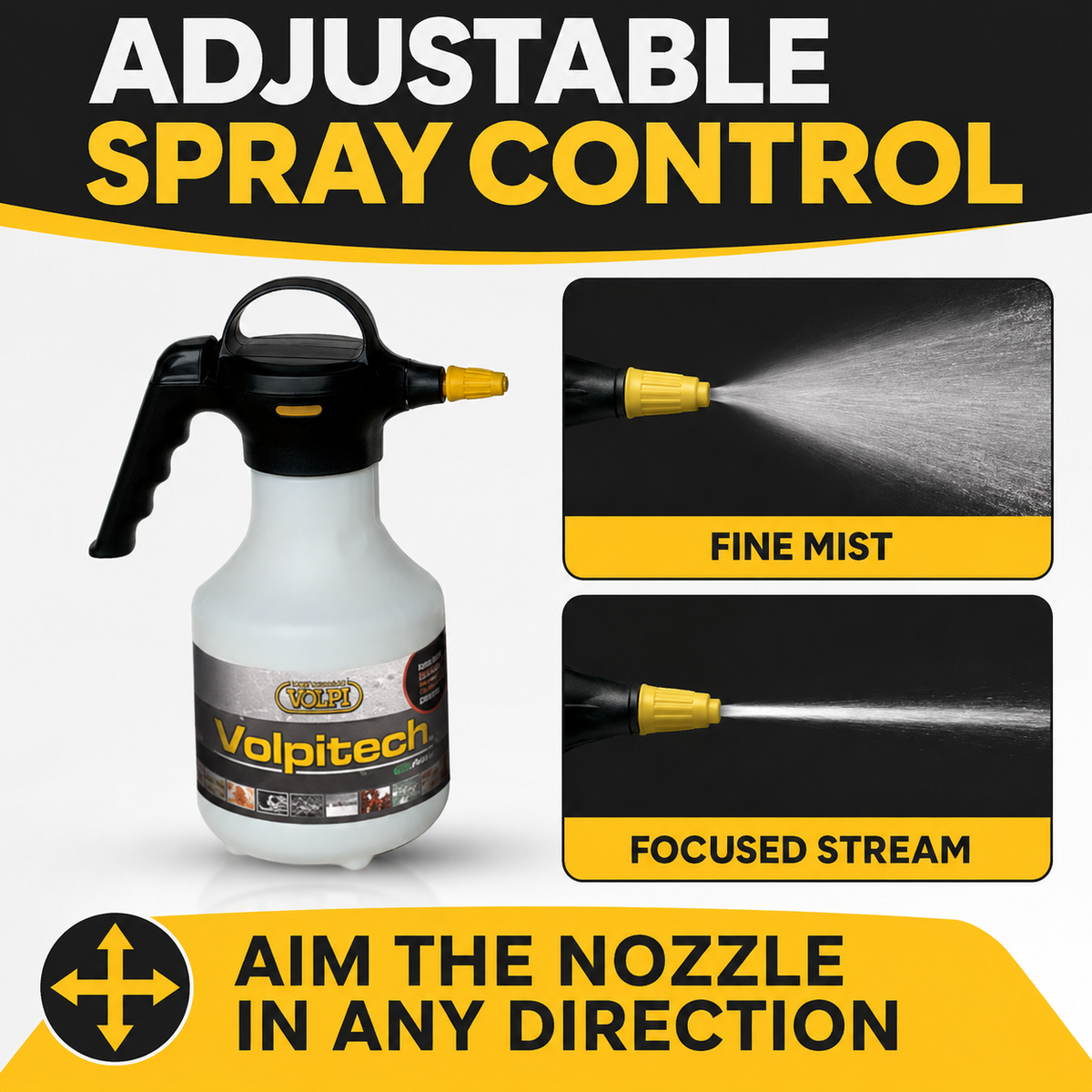 Volpi Heavy Duty 2 Liter Compress Sprayer with Adjustable Pressure Nozzle