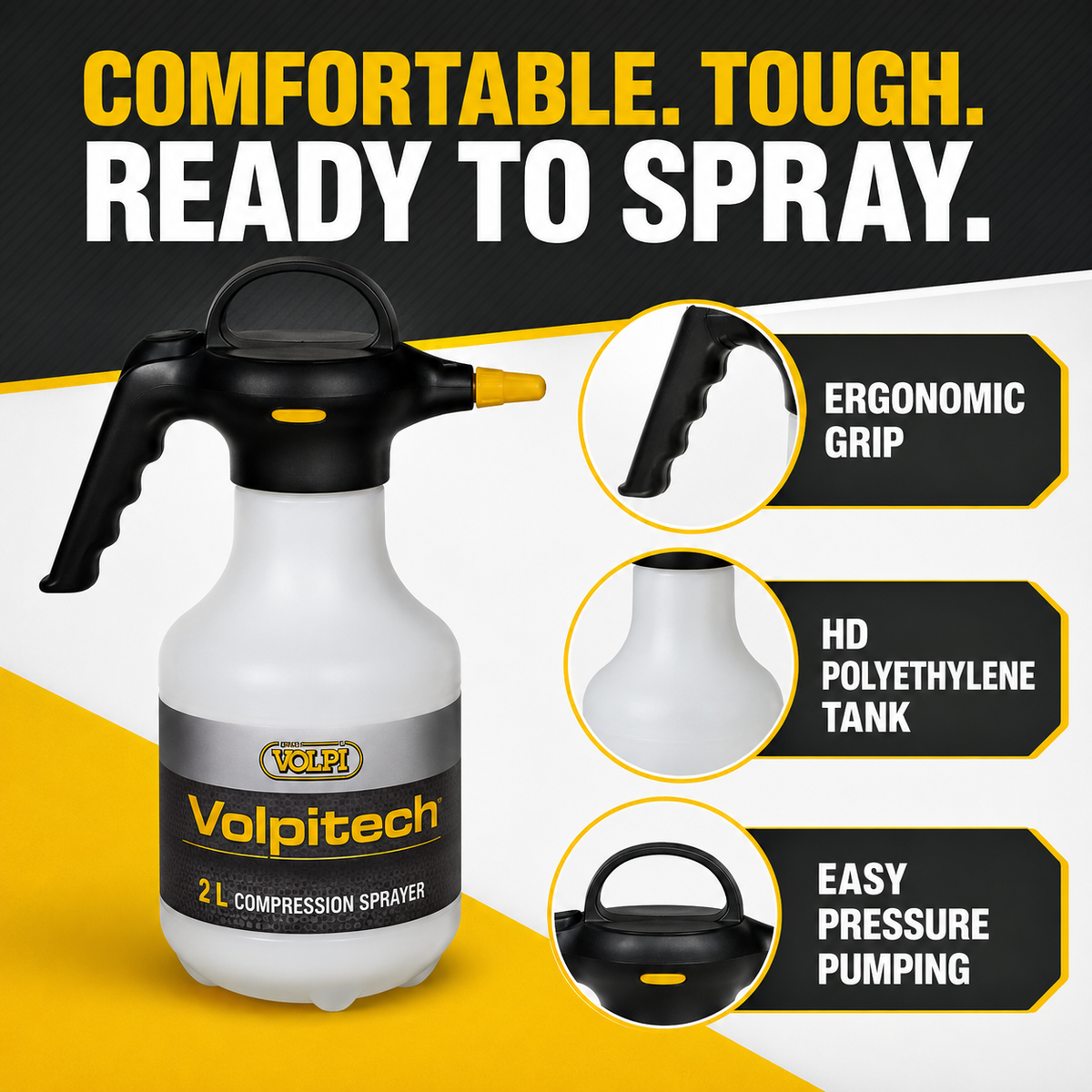 Volpi Heavy Duty 2 Liter Compress Sprayer with Adjustable Pressure Nozzle