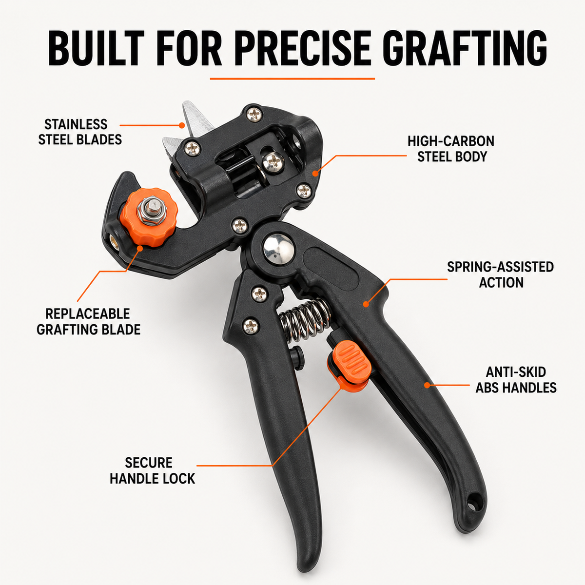 Grafting Shear Fruit Tree Garden Grafting Tool Hand-held Gardening Graft Shears with Three Types of Blades (Black)