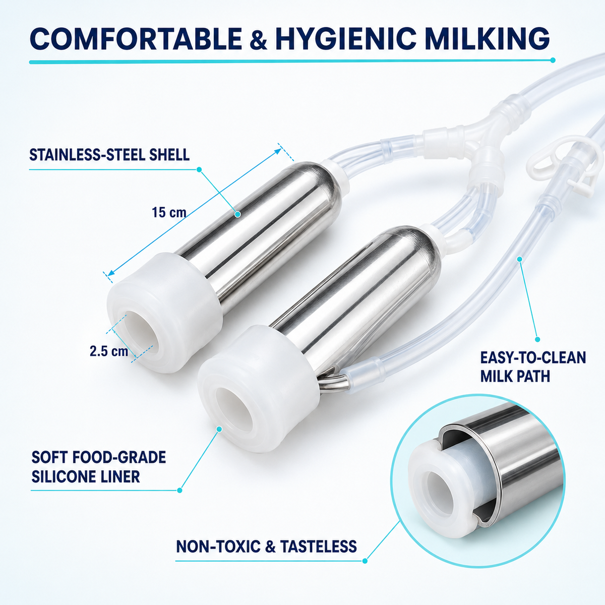 Electric Mini Portable Milking Machine for Sheep, Goat, Cow Milking Machine Mini type Portable Stainless Steel Double Head Milker