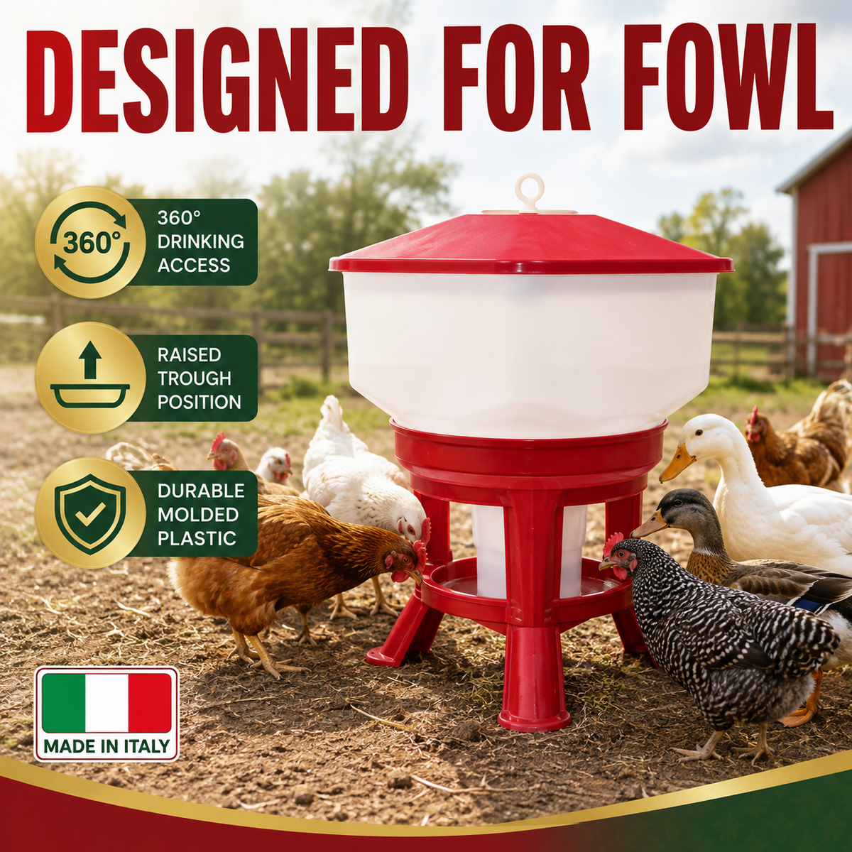 Novital Kubic Gold Premium 30 Liter Drinker for fowl and other Similar Birds (Made in ITALY)